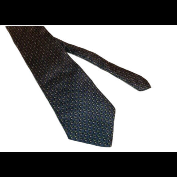 Nautica Blue Silk Tie Yellow Accent Dots 100% Silk Formal Career Business Work - Picture 5 of 5